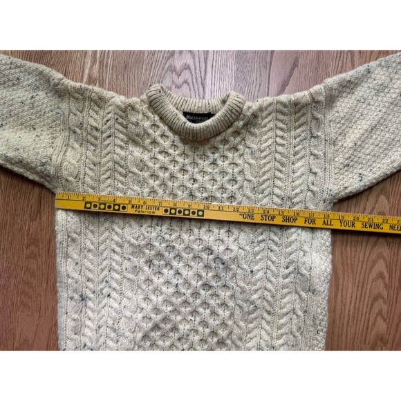 Mackinnon‎ Scotland Fisherman Sweater Women’s Large Cable Knit Wool Ivory Fleck - Picture 6 of 9